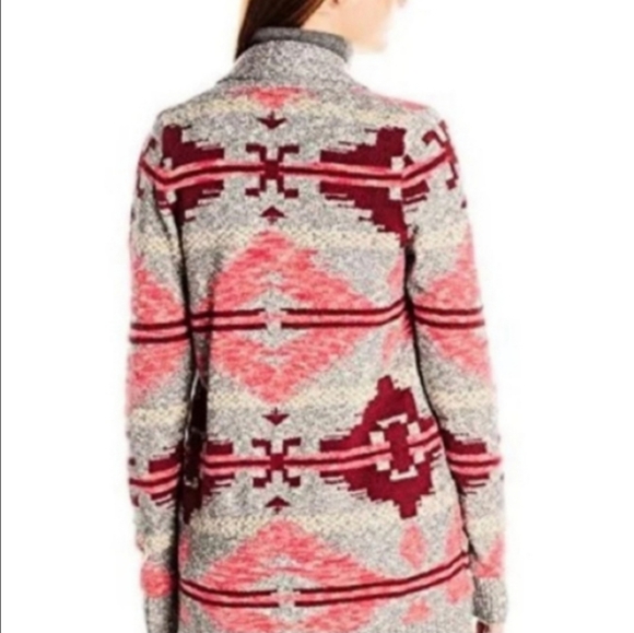 Lucky Brand Intarsia Southwest Open Cardigan Sweater Aztec Western Cozy Sz S - Picture 2 of 11